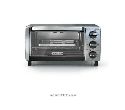 BLACK+DECKER  1150 W 4-Slice Stainless Steel Convection Toaster Oven with Built-In Timer